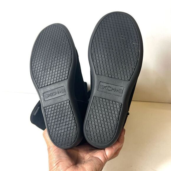 SKCH+3 Skechers Womens Sz 6 Black Suede Pull On Hidden Wedge Comfort Casual Boot - Picture 9 of 11